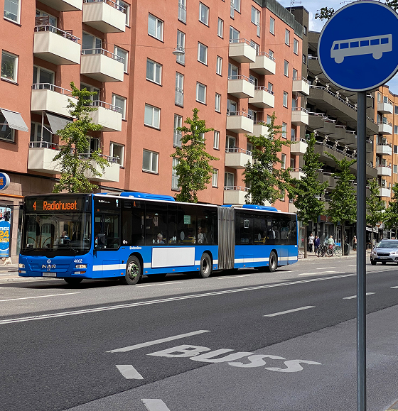 Buss på gata i Stockholm